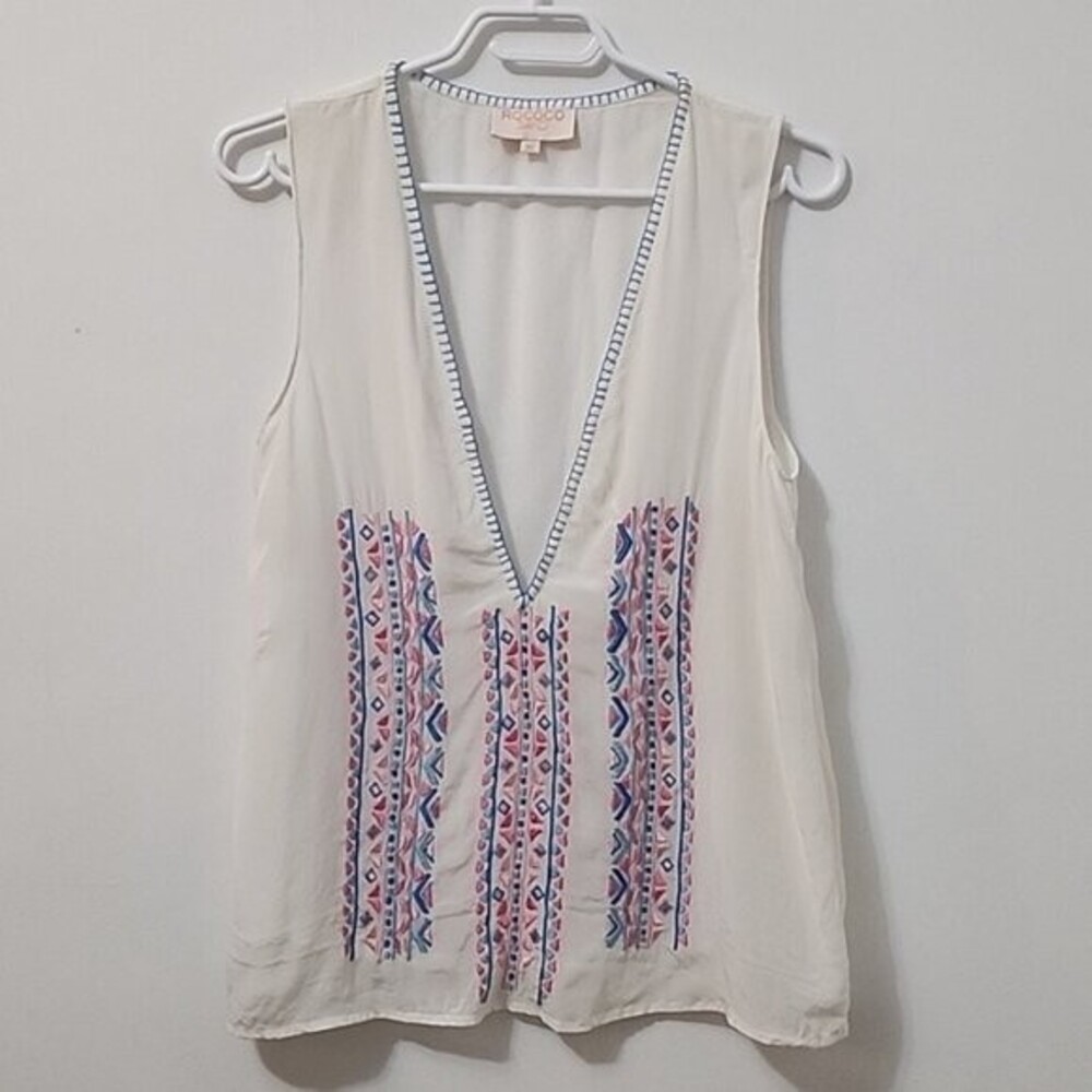 Rococo Sand Paloma White Embroidered Top Size XS